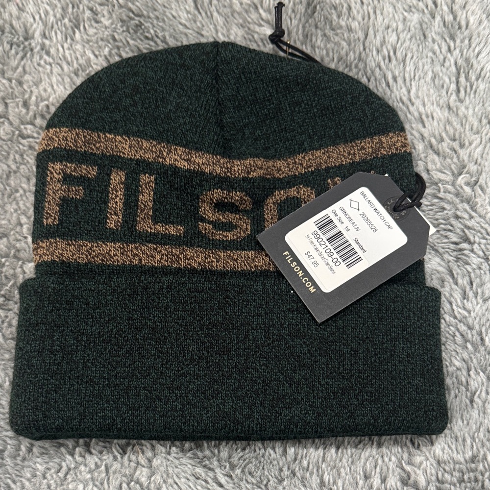 Filson Dark Green and Brown Knit Hat+Kraken limited edition beanie NWT